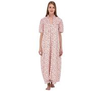Cotton Lane Printed 2 Piece Nightdress/Housecoat Set (PINK-GREEN-OLIVE)