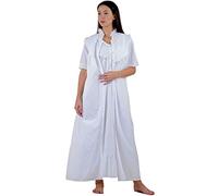 Cotton Lane White Cotton Nightdress/Housecoat Set