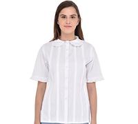 Cotton Lane Women's Collar White Short Sleeve Blouse