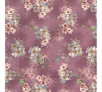 Cotton Lawn Digital Print Fabric Material Mauve C8299, 1Mtr 145cm x 100cm