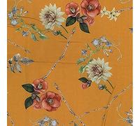 Cotton Lawn Digital Print Fabric Material Ochre C8297, 1Mtr 145cm x 100cm