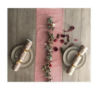 Cotton & Linen Blend Christmas Table Runner Festive Table Decor Santa, Reindeer, Snowmen & Trees - Perfect for Holiday Dining Table & Kitchen Decoration (Linen Red Stripe, 30cm x 280cm)
