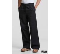 Cotton Linen Blend Loose Straight Leg Trousers Urban Classics Black S