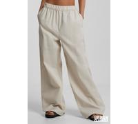 Cotton Linen Blend Wide Leg Trousers Urban Classics Beige L