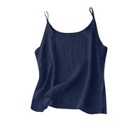 Cotton Linen Camisole Top Vests for Women UK Sleeveless Spaghetti Strap Tank Tops Petite Ladies Lightweight Summer Casual Plain Cami Shirts Sale Items Today My Orders Navy