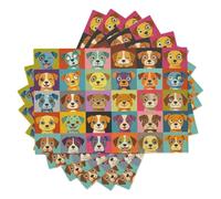 Cotton Linen Cartoon cat face Placemats, Rustic Vintage Fall Dining Table Mats for Kitchen Table Decoration Indoor Outdoor, Washable patchwork animal portraits Place Mats Set of 2 (18x12in), 45x30cm