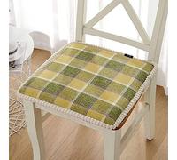 Cotton Linen Chair Pad, Tartan Grid Checkered Lattice Plaid Solid Color Seat Cushion For Dining Chair Seat Pad Chair Cushion With Straps Not-slip(Size: 40x40cm,Color:B)