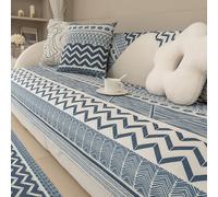 Cotton-Linen Couch Cover, Anti Slip Sofa Slipcover for Dogs Cats Pet Love Seat Recliner Leather L Shaped, Blue Washable Furniture Protector Style-A 65x150cm/25.59x59.06in