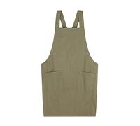 FADUOFA Cotton Linen Cross Back Apron with Pockets for Women without Waist Tie for Gardening Painting Cleaning Cooking(Red), Green, Medium