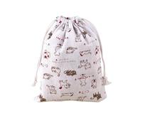 Cotton Linen Drawstring Bag Cute Cartoon Pattern Animal Plant Print Fabric Pouch Storage Sundry OrganizerBags for Jewelry DIY Craft(Color 6,M-19.4x24cm)