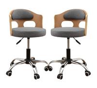 Cotton Linen Fabric Bar Stools Set of 2, Counter Height Barstools with Low Back and Soft PU Silent Glides, Adjustable Swivel Bar Chairs for Kitchen Island, Pub