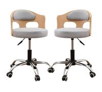 Cotton Linen Fabric Bar Stools Set of 2, Counter Height Barstools with Low Back and Soft PU Silent Glides, Adjustable Swivel Bar Chairs for Kitchen Island, Pub