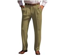 Cotton Linen Formal Trousers Mens UK Sale Smart Dress Pants Men's Straight Leg Sweatpants Business Office Work Bottoms Solid Color Comfortable Trouser Lightweight Lounge Wear Casual Joggers
