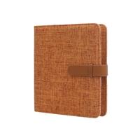 Cotton-Linen Photo Album for Instax Mini and 3 inch Photos, 288 Pockets, PU Leather Strap, Multiple Colors, Perfect for Commemorative Pictures & Memory Keepsakes(Dirty Orange)
