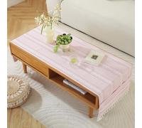 Cotton Linen Rectangular Tablecloth for Living Room - Simple TV Cabinet Mat, Coffee Tablecloth with Pockets, Tassel Fringe Cover for Tea Table Dining Hall Fridge Top Cover (Rose Pink,70x160cm)