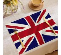 Cotton Linen Retro British style Placemats, Rustic Vintage Fall Dining Table Mats for Kitchen Table Decoration Indoor Outdoor, Washable British flag Place Mats Set of 4 (18x12in), 45x30cm