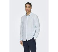 ONLY & SONS Men's Onscaiden Ls Solid Linen Shirt Noos Short-Sleeved, Cashmere Blue, M