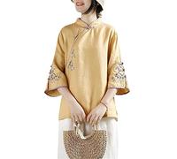 Cotton Linen Shirt Tang Suit Women Traditional Elegant Loose Female Hanfu Tops National Style Chinese Vintage Blouse
