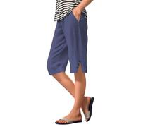 Cotton Linen Shorts for Women UK Summer Knee Length Shorts Loose Casual Elastic High Waisted Capri Pants with Pockets Drawstring Boho Lightweight Lounge Palazzo Cropped Trousers Beach Holiday Clothes