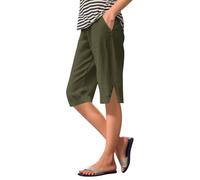 Cotton Linen Shorts for Women UK Summer Knee Length Shorts Loose Casual Elastic High Waisted Capri Pants with Pockets Drawstring Boho Lightweight Lounge Palazzo Cropped Trousers Beach Holiday Clothes