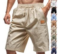 Cotton Linen Shorts Mens UK Sale Clearance Classic Fit Drawstring Half Pants Quick Dry Shorts Casual Athletic Jogger Elastic Waist Chino Short Work Bermuda SweatShorts Outdoor Hiking Trousers