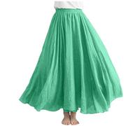 Cotton Linen Skirt for Women UK A Line Maxi Skirts Elegant Casual High Waist Skirts Office Work Swing Skirts Solid Basic Skirts Long Length Party Skirts Going Out Strappy Skirts Ladies Green