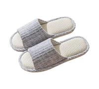 Cotton Linen Slippers For Women Comfort Memory Foam Open Toe Slide Slippers House Slippers With Non-Slip Rubber Soles Lightweight Breathable Shower Slipper Casual Flat Indoor Home Slippers