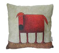 Cotton Linen Square Decorative Throw Pillow Case Cushion Cover Green Background Red Dog 18 "X18 "