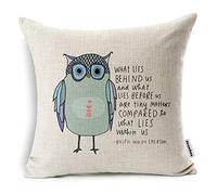 Cotton Linen Square Throw Pillow Case Decorative Cushion Cover Pillowcase Owl Sayings 18 "X18 "