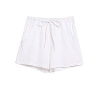 Cotton Linen Summer Casual Shorts for Women Comfy Drawstring Elastic Waist Bermuda Short Pants Loose Fit Lounge Bottoms(White,XXL)