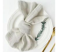 Cotton Linen Table Cloth Napkins, 10pcs Handmade Gauze Napkins 30X30cm Cotton Cloth Napkins Fabric Serviette Gauze Table(Rice Gray)