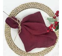 Cotton Linen Table Cloth Napkins, 50pcs 30x30cm Edge Sewing Cloth Napkins Gauze Cotton Fabric Wedding Table Decor(Dark Red)