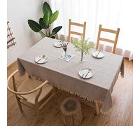 Cotton Linen Tablecloth 110x165cm Antibacterial Fabric Perfect for Restaurants Kitchen Home Dining - Brown Color