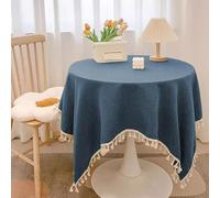 Cotton Linen Tablecloth with Tassel - Japanese Style Decorative Square Solid Table Cover Waterproof Oil-Proof Wrinkle-Free Fabric for Tea Table Round Dining Kitchen Party Use (#9,120x170cm)