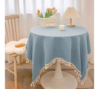 Cotton Linen Tablecloth with Tassel - Japanese Style Decorative Square Solid Table Cover Waterproof Oil-Proof Wrinkle-Free Fabric for Tea Table Round Dining Kitchen Party Use (#6,60x120cm)
