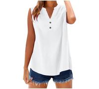 Cotton Linen Tank Tops for Women UK Casual Sleeveless Button V Neck Henley Shirts 2026 Spring Summer Lightweight Loose Fit Vest Comfy Solid Color Going Out Blouse