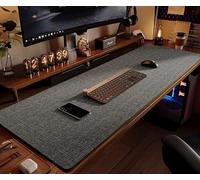 Cotton Linen Texture Desk Mat for Desktop - Large Waterproof Non-Slip Computer Desk Pad Protector, Double-Sided Mouse Pad with Smooth Surface for Keyboard Mouse Home Office (#4,60x140cm)