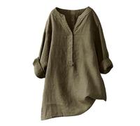Cotton Linen Tops for Women UK Plain Print Office Top Deals Womens Cotton Linen Daily Solid Essentials Summer Vacation Tunic Top Large Daily Casual Tee Blouses (01-B-Ag, L)