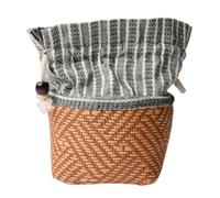 Cotton Linen Travel Teacup Bag Drawstring Storage Pouch | Woven Texture, Hangable Design, Portable Organisation for Office Desks, Home Use, Delicate Bowls