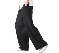 Cotton Linen Trousers Mens Clearance Work Casual Pants Elasticated Waist Full Length Bottoms Solid Color Formal Trousers Comfort Fit Pants Smart Trouser Classic Chinos Sweatpants Office Wear