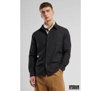 Cotton Long Sleeve Button-Up Check Pocket Flannel Shirt Urban Classics Black L