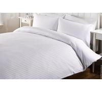 Cotton Lux Ultra Soft Microfiber Duvet Cover Set - Luxury Satin Stripe, Wrinkle Resistant & Easy Care Bedding Include FREE Bed Sheet. Single/Double/King/Super King (White, King (U.K. Standard))