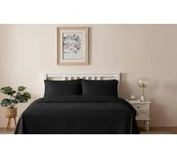 Cotton Lux Ultra Soft Microfiber Duvet Cover Set - Luxury Satin Stripe, Wrinkle Resistant & Easy Care Bedding Include FREE Bed Sheet. Single/Double/King/Super King (Black, King (U.K. Standard))