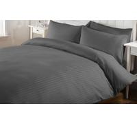 Cotton Lux Ultra Soft Microfiber Duvet Cover Set - Luxury Satin Stripe, Wrinkle Resistant & Easy Care Bedding Include FREE Bed Sheet. Single/Double/King/Super King (Charcoal, Double)