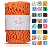 , Cotton Macrame Yarn 2mm x 180m Recycled Cotton for Crocheting Cotton Macrame Cord for Crafts Home Decorations Placemat Shoulder Bag Crochet Bags Runner (Orange)