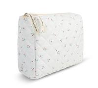 Cotton Makeup Bag, Large Capacity Travel Cosmetic Bag Multi-Functional Travel Bags for Women Portable Cosmetic Bag for Washing Up Soft Cotton Makeup Bag Suitable for Travel