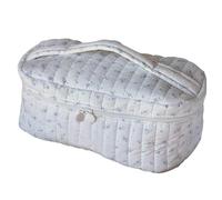 Cotton Makeup Bag, Portable Travel Cosmetic Bag, Soft Padded Large Capacity Floral Toiletry Bags dstproof Quilted Make Up Bags for Outdoor Travel,Gifts for Women