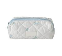 Cotton Makeup Bag Quilted Travel Cosmetic Bag Cute Floral Makeup Bag Large Toiletry Bag for Women Girls KhE947, lightblue, 18x6x9cm
