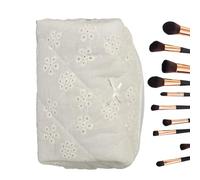 Cotton Makeup Bag | Toiletry Bag for Women, Travel Toiletry Bag, Makeup Organizer for Jewelry and Lipstick, Stylish Travel Bag, Lace Bow, Se référer au descriptif, Refer to description