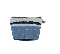 Cotton Makeup Case with Adjustable Sections Compact Travel Jewelry & Small Items Storage (117) a Card Pack, Dark Blue Bow, Mass Beauty